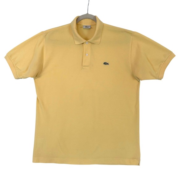 Vintage 1980s Chemise Lacoste Devanlay Polo Shirt Yellow Made in France Men's XL - Picture 1 of 11